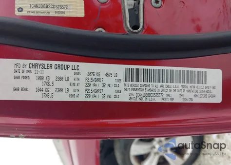 2012 Jeep Compass Sport z USA, uszkodzony, nr VIN 1C4NJDBB8CD525572